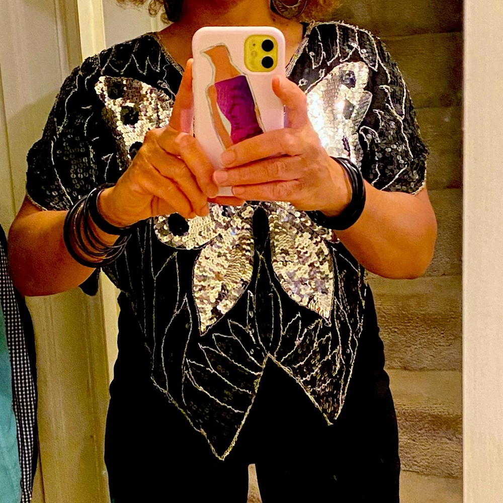 Vintage Sequined Butterfly Top